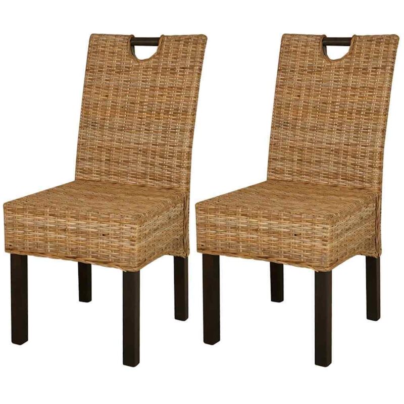 

vidaXL Madera de Mango Sillas de Comedor Ratán Kubu 2 Unidades - Marrón