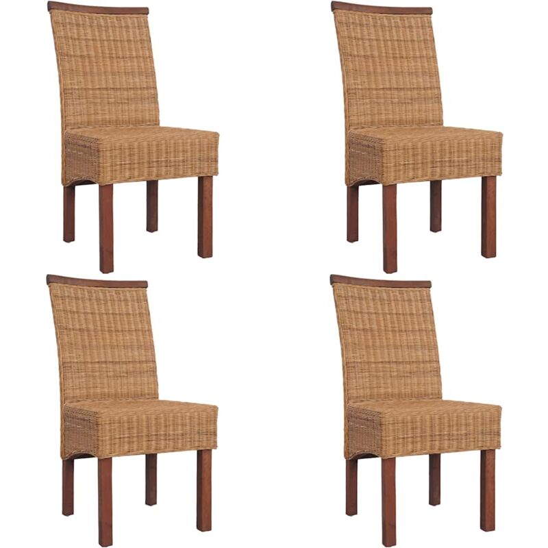 

vidaXL Sillas de Comedor Ratán Marrón Natural 4 Unidades - Marrón