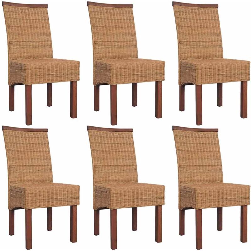 

Sillas de Comedor Ratán Marrón Natural 6 Unidades - Marrón - Vidaxl