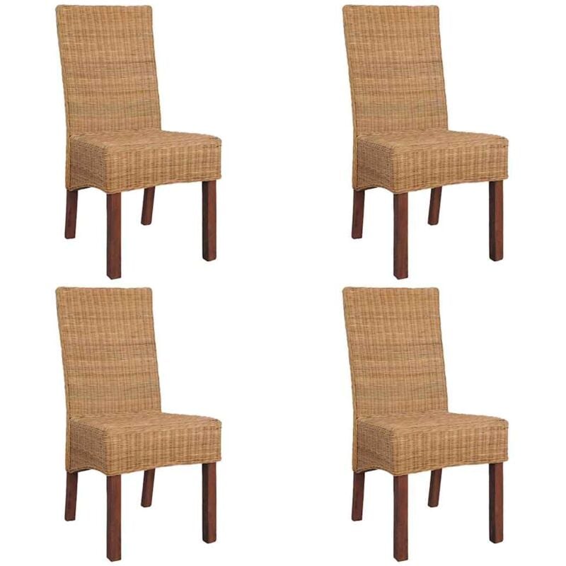 

Sillas de Comedor Ratán Marrón Natural 4 Unidades - Marrón - Vidaxl