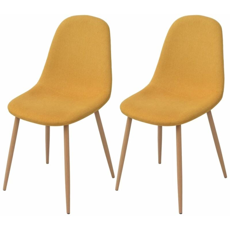 

vidaXL Sillas de Comedor Tela 2 Unidades Amarilla - Amarillo
