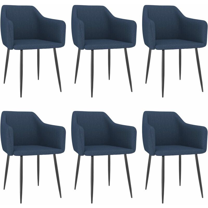

vidaXL Sillas de comedor tela 6 unidades azul - Azul