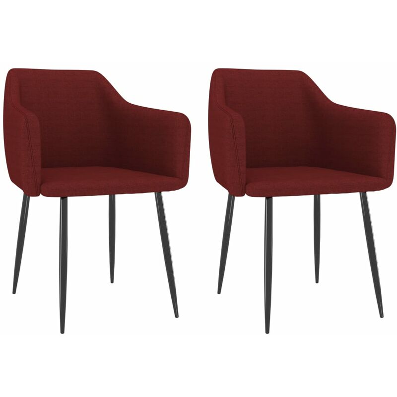 

vidaXL Sillas de comedor tela 2 unidades rojo tinto - Rojo