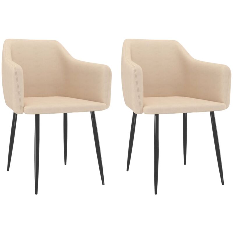 

vidaXL Sillas de comedor tela 2 unidades color crema - Crema