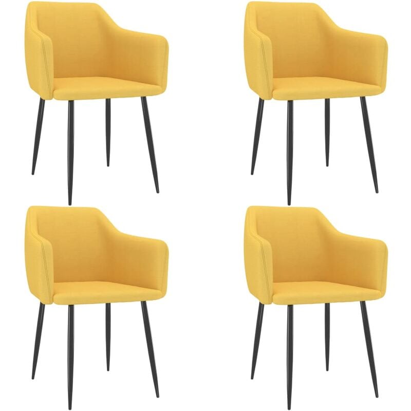 

vidaXL Sillas de comedor tela 4 unidades amarillo - Amarillo