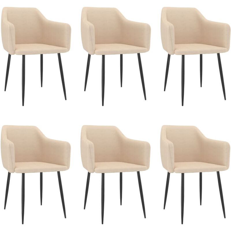 

Sillas de comedor tela 6 unidades color crema - Crema - Vidaxl