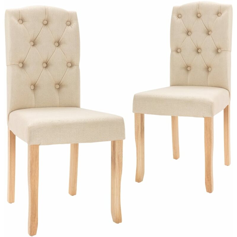

vidaXL Sillas de comedor 2 unidades tela color crema - Crema