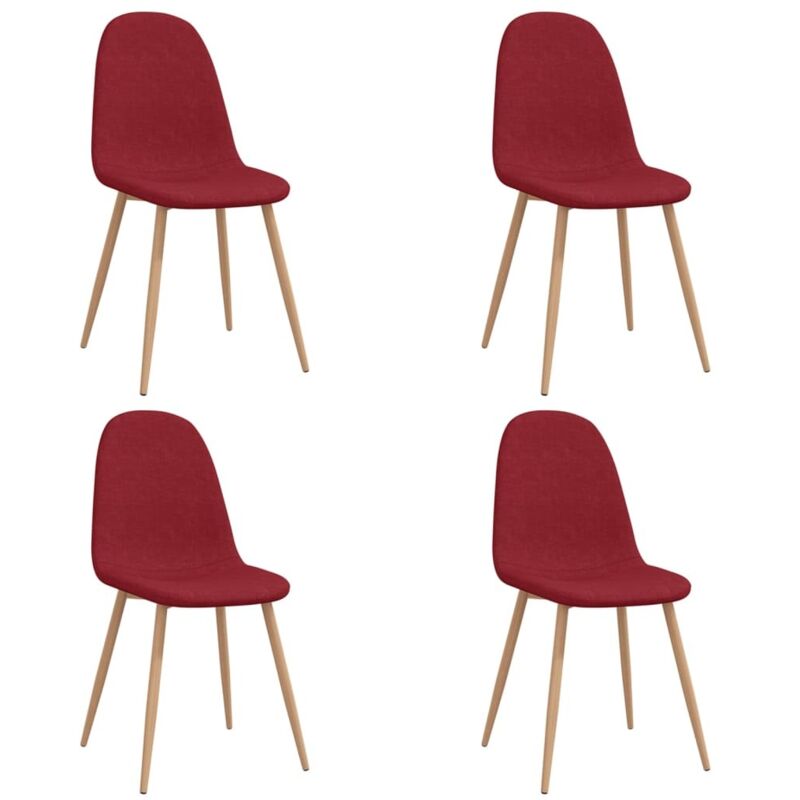 

vidaXL Sillas de comedor tela 4 unidades rojo tinto - Rojo