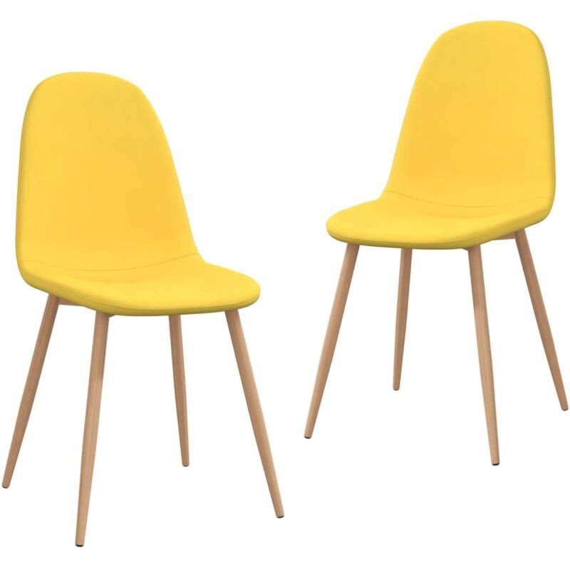 

vidaXL Sillas de comedor tela 2 unidades amarillo mostaza - Amarillo