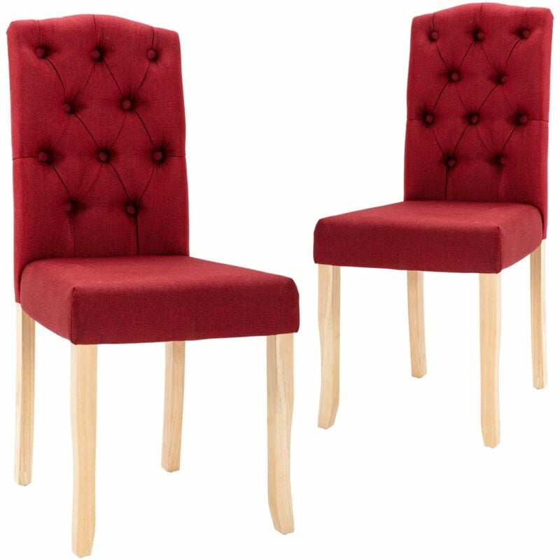 

vidaXL Sillas de comedor tela 2 uds rojo tinto - Rojo