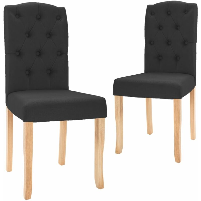 

vidaXL Sillas de comedor tela 2 uds negra - Negro