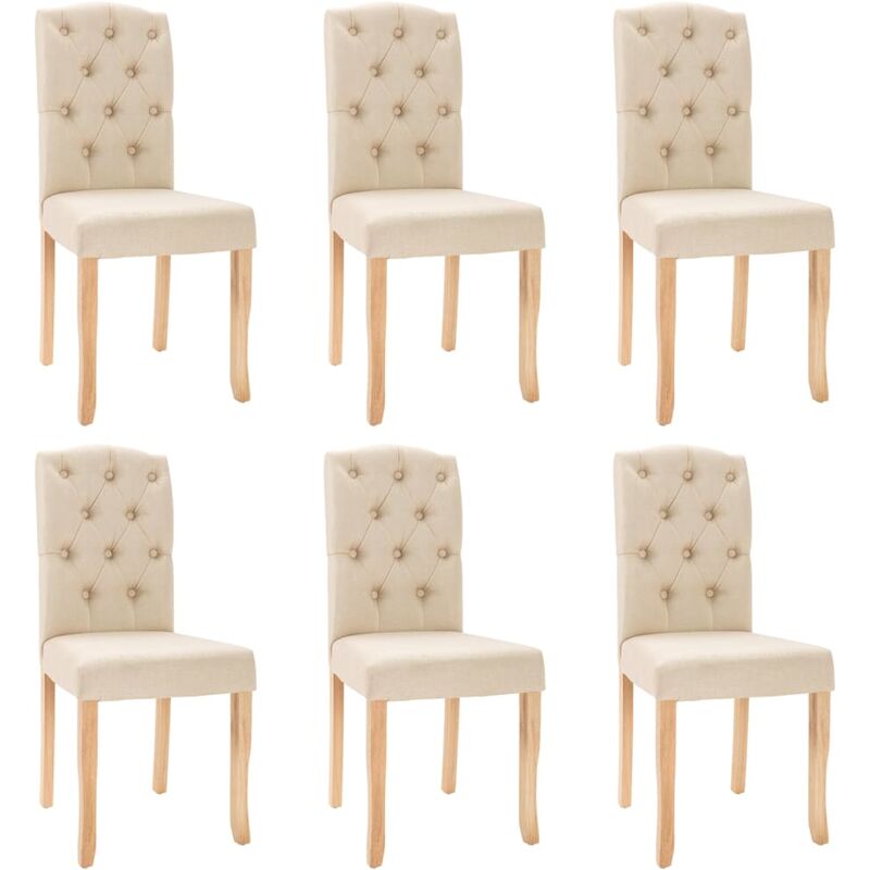 

vidaXL Sillas de comedor tela 6 uds color crema - Crema