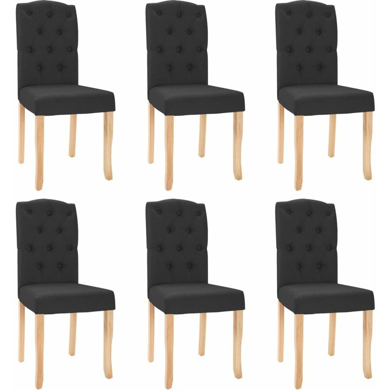 

vidaXL Sillas de comedor tela 6 uds negra - Negro