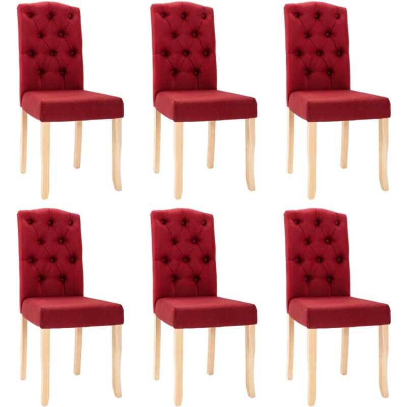 

vidaXL Sillas de comedor tela 6 uds rojo tinto - Rojo
