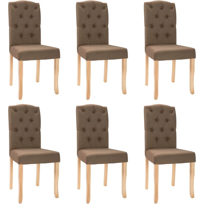

vidaXL Sillas de comedor tela 6 uds marrón - Marrón