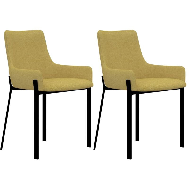 

vidaXL Sillas de Comedor Tela 2 Unidades Amarilla - Amarillo