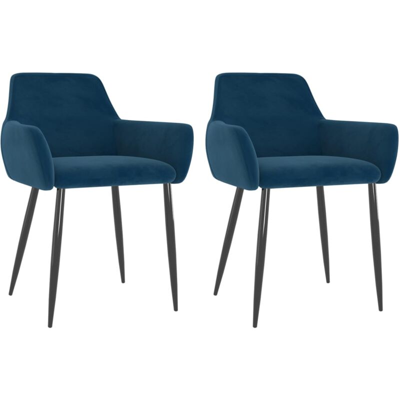 

vidaXL Sillas de comedor terciopelo 2 unidades azul - Azul