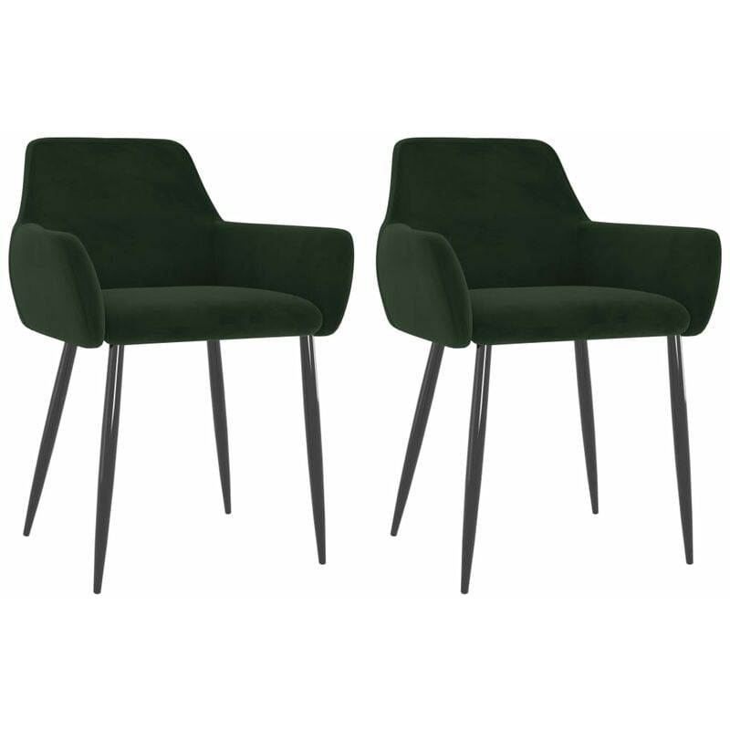 

vidaXL Sillas de comedor terciopelo 2 unidades verde oscuro - Verde