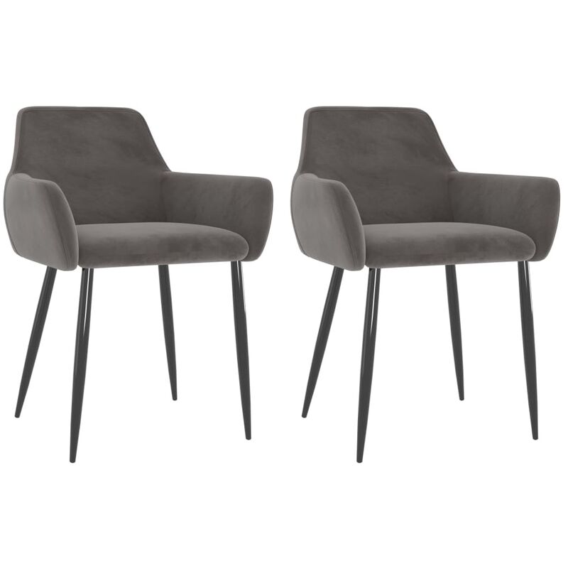 

vidaXL Sillas de comedor terciopelo 2 unidades gris oscuro - Gris