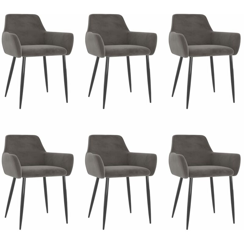 

vidaXL Sillas de comedor terciopelo 6 unidades gris oscuro - Gris