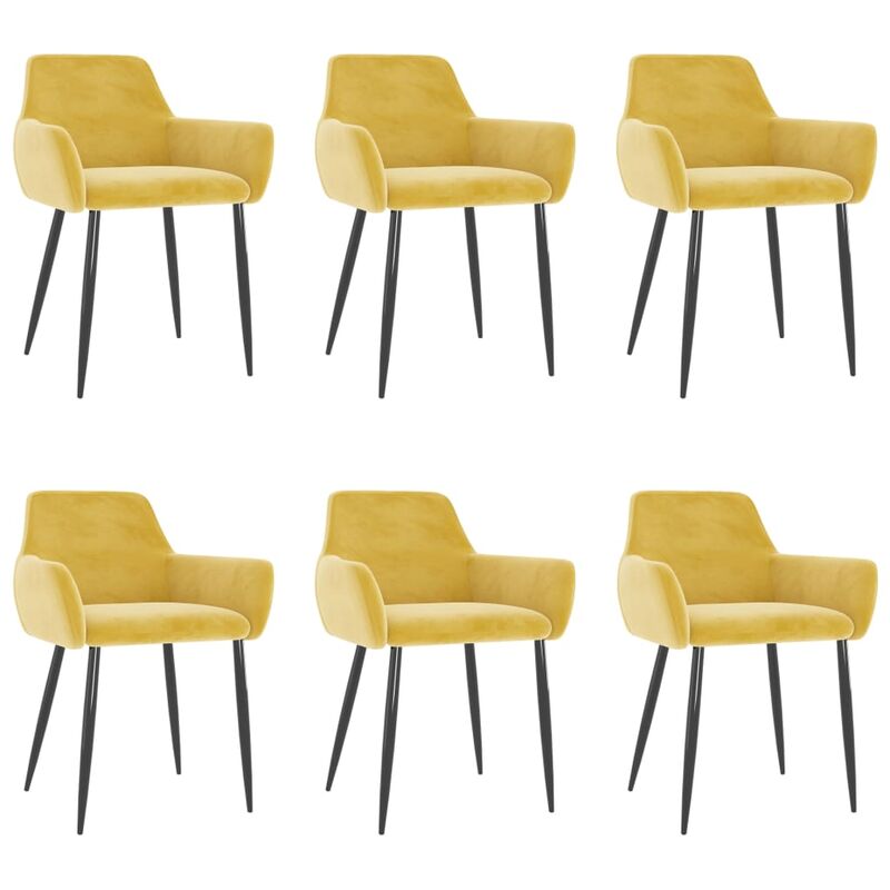 

Sillas de comedor terciopelo 6 unidades amarillo mostaza - Amarillo - Vidaxl