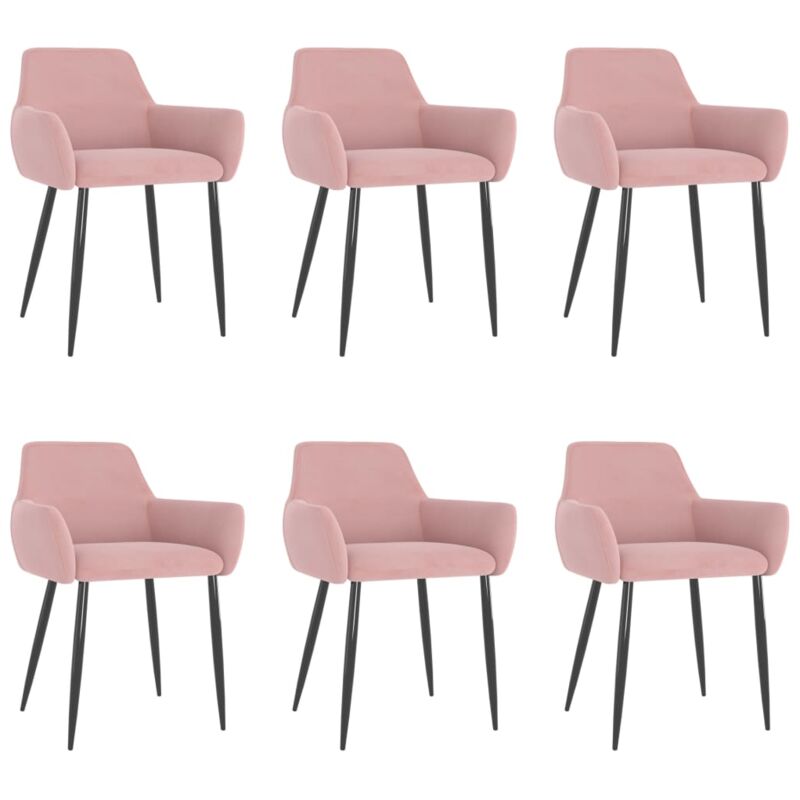 

vidaXL Sillas de comedor terciopelo 6 unidades rosa - Rosa