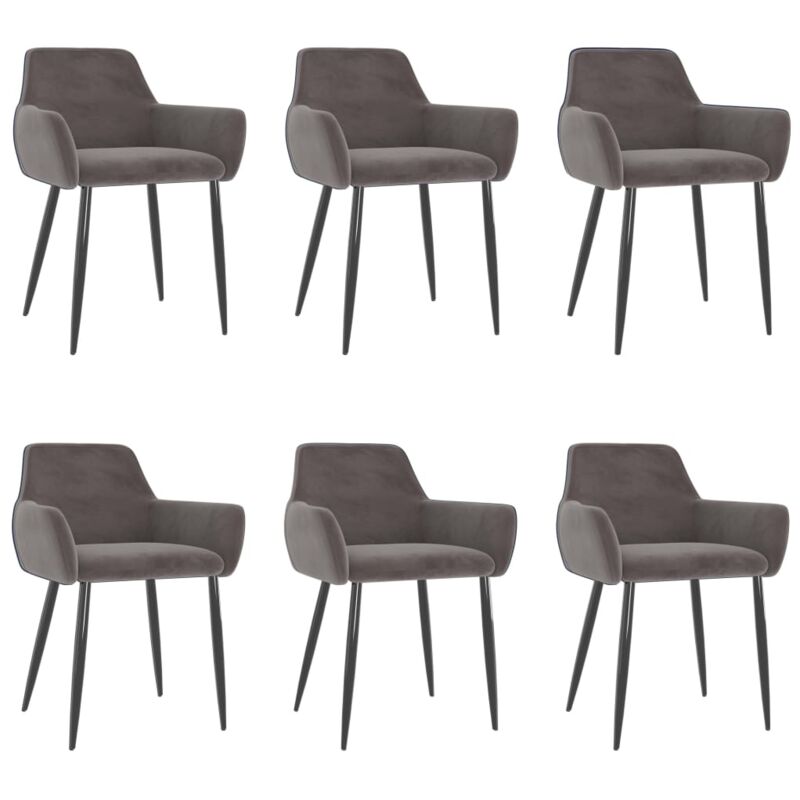

vidaXL Sillas de comedor terciopelo 6 unidades gris claro - Gris
