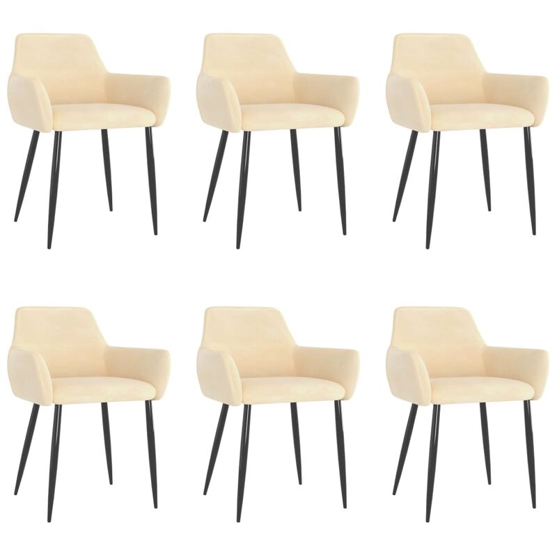 

vidaXL Sillas de comedor terciopelo 6 unidades crema - Crema