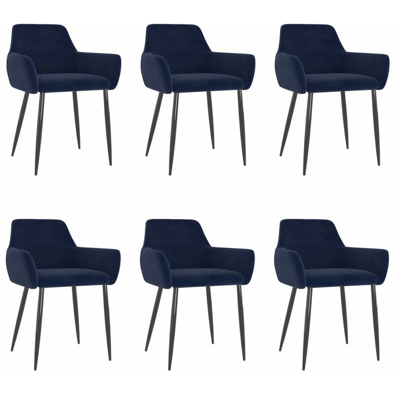 

Sillas de comedor terciopelo 6 unidades azul - Azul - Vidaxl