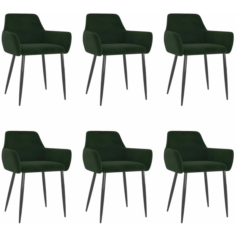 

Sillas de comedor terciopelo 6 unidades verde oscuro - Verde - Vidaxl