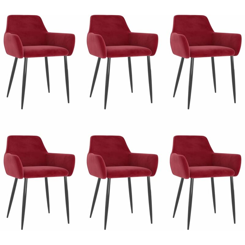 

vidaXL Sillas de comedor terciopelo 6 unidades rojo vino tinto - Rojo