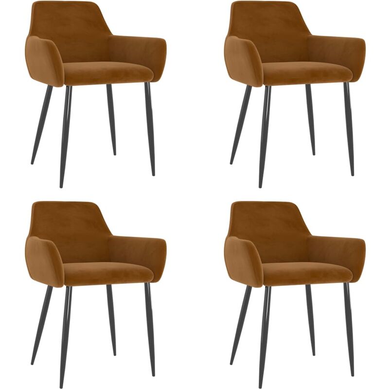 

vidaXL Sillas de comedor terciopelo 4 unidades marrón - Marrón
