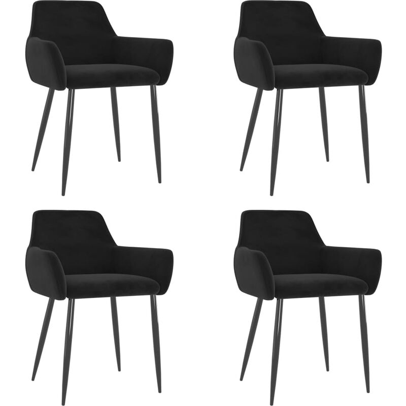 

vidaXL Sillas de comedor terciopelo 4 unidades negro - Negro