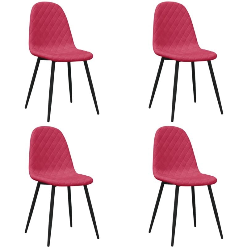 

vidaXL Sillas de comedor terciopelo 4 unidades rojo vino tinto - Rojo