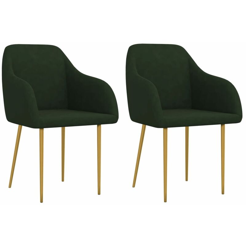 

vidaXL Sillas de comedor 2 unidades terciopelo verde oscuro - Verde