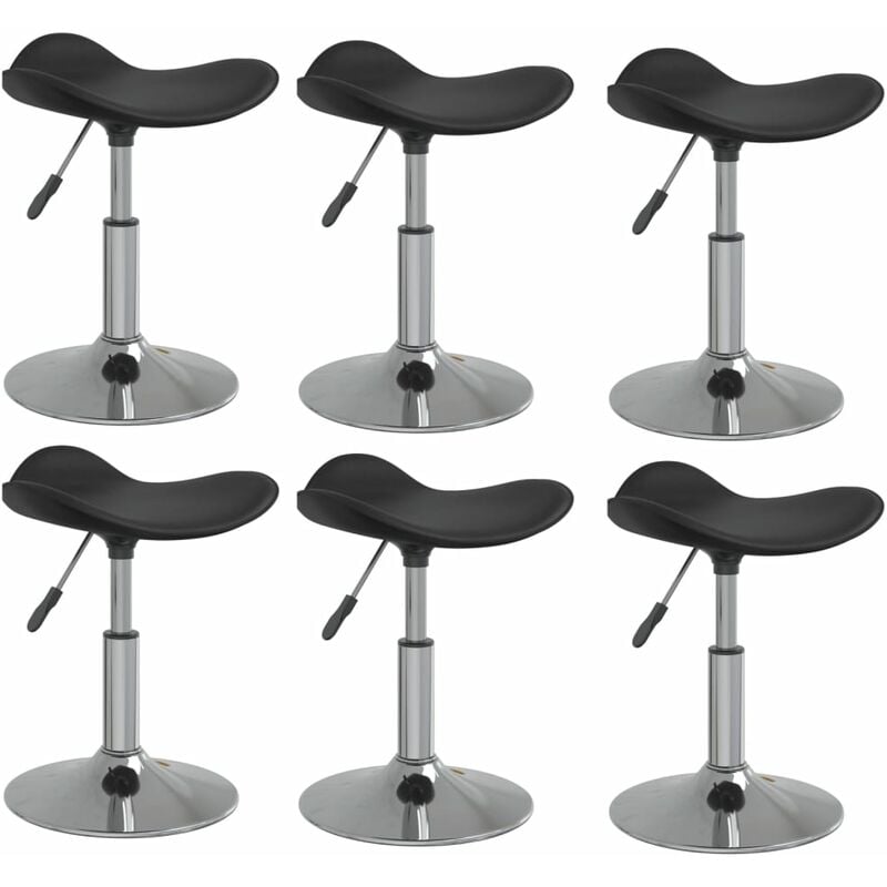 

vidaXL Sillas de comedor acero cromado cuero artificial 6 uds negro - Negro