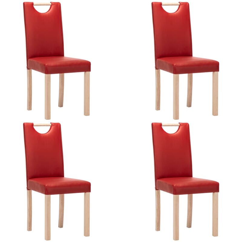 

vidaXL Sillas de comedor 4 unidades cuero sintético color vino tinto - Rojo