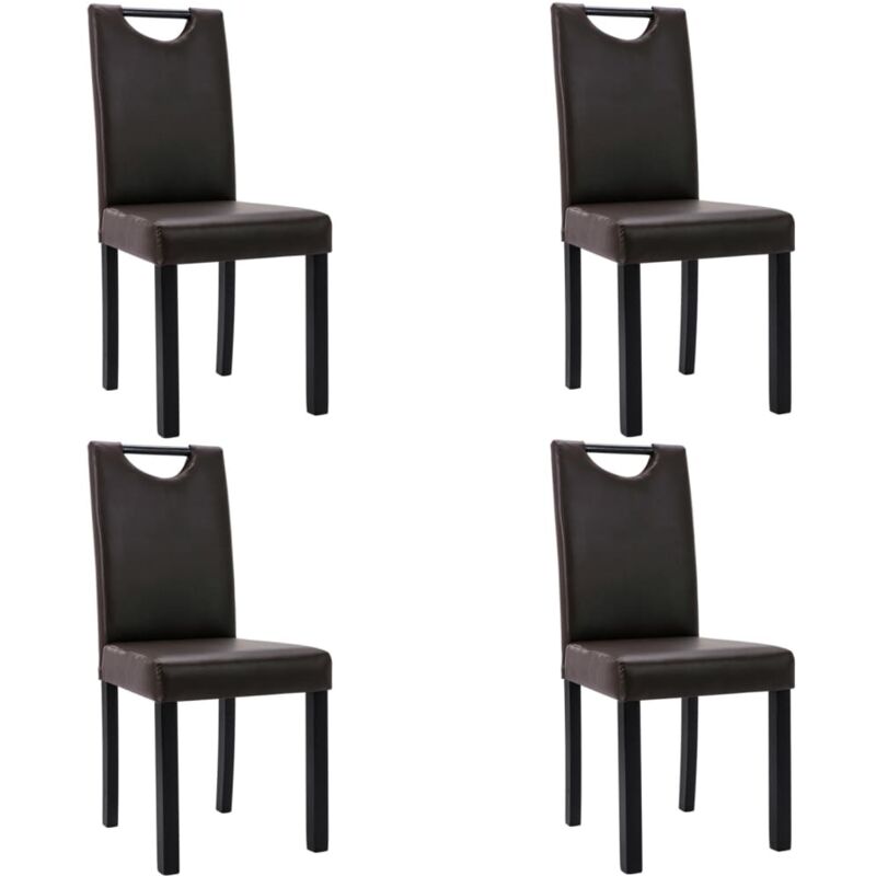 

vidaXL Sillas de comedor 4 unidades cuero sintético marrón - Marrón