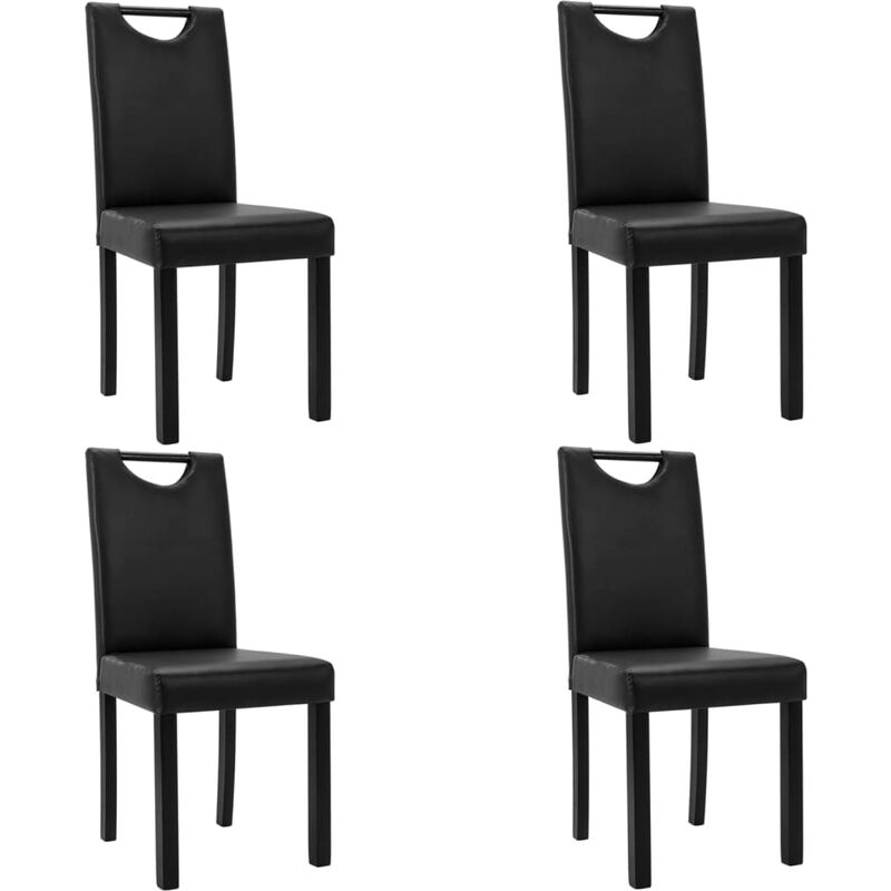 

vidaXL Sillas de comedor 4 unidades cuero sintético negro - Negro