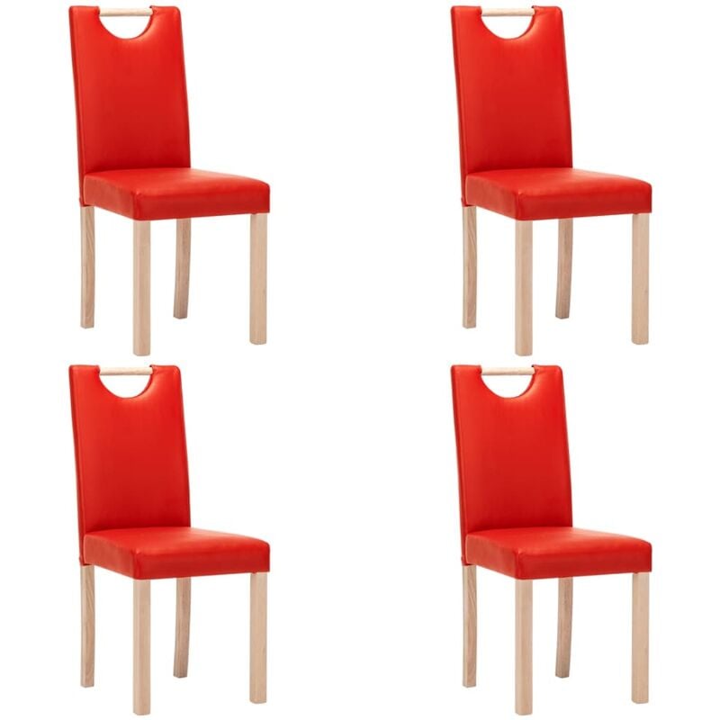 

vidaXL Sillas de comedor 4 unidades cuero sintético rojo - Rojo