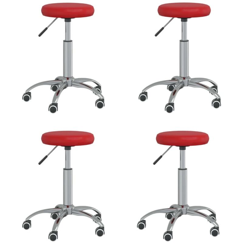 

vidaXL Sillas de comedor 4 unidades cuero sintético rojo vino tinto - Rojo