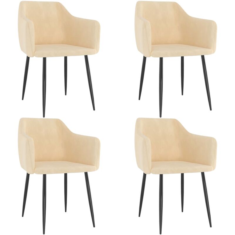 

vidaXL Sillas de comedor 4 unidades de terciopelo crema - Crema