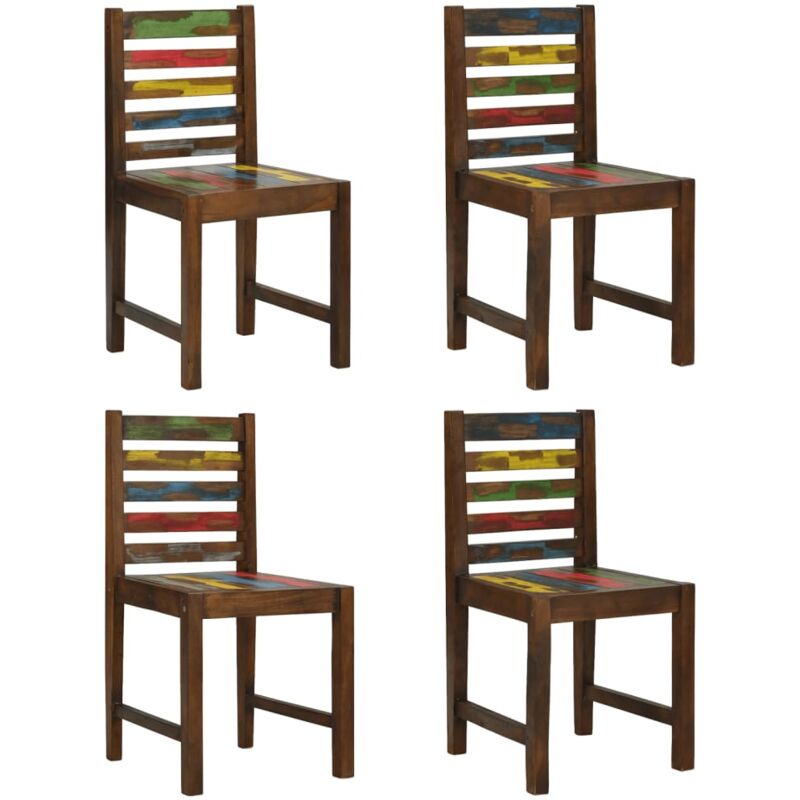 

vidaXL Sillas de comedor madera maciza reciclada 4 unidades - Multicolor