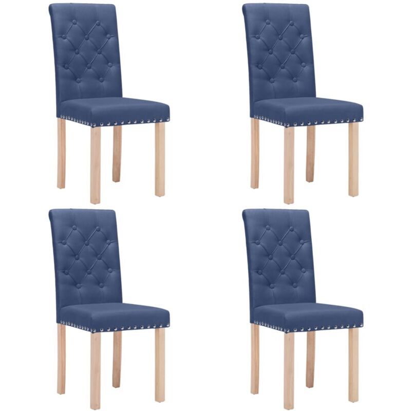 

vidaXL Sillas de comedor tela 4 uds azul - Azul