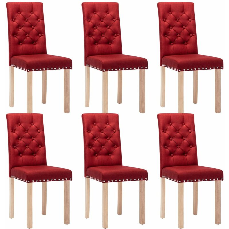 

vidaXL Sillas de comedor tela 6 uds rojo tinto - Rojo