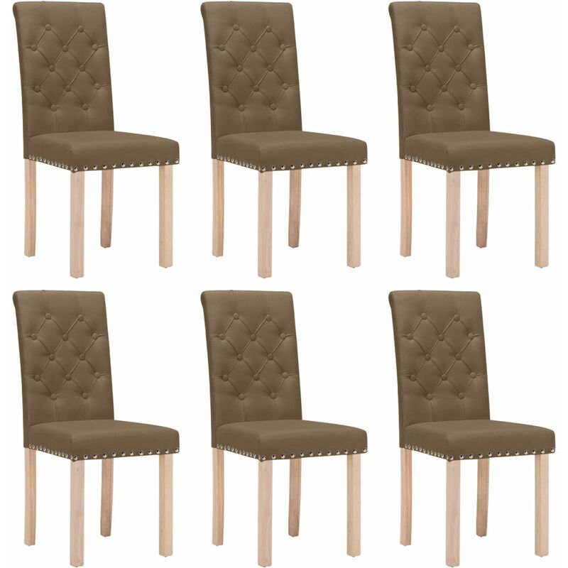 

vidaXL Sillas de comedor tela 6 uds marrón - Marrón