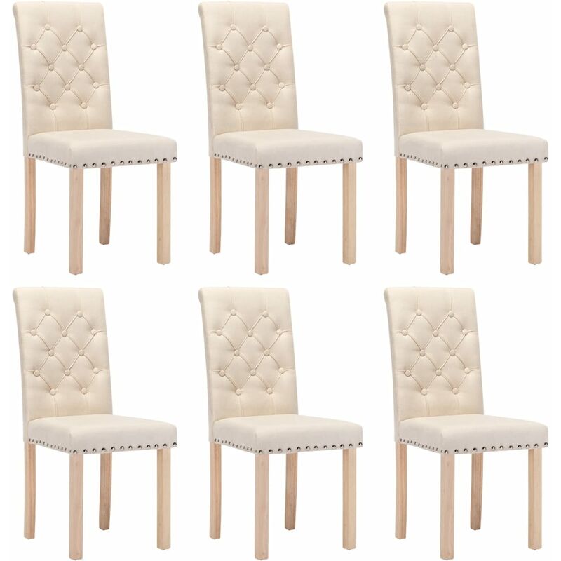 

vidaXL Sillas de comedor tela 6 uds color crema - Crema