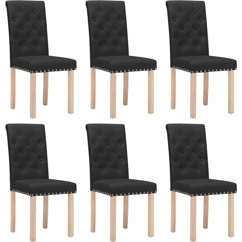 

vidaXL Sillas de comedor tela 6 uds negra - Negro