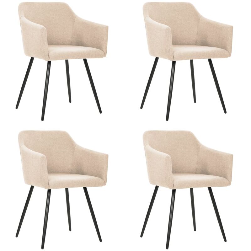 

vidaXL Sillas de comedor 4 unidades tela crema - Crema