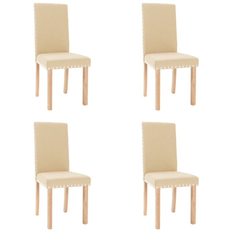 

vidaXL Sillas de comedor de tela color crema 4 unidades - Crema